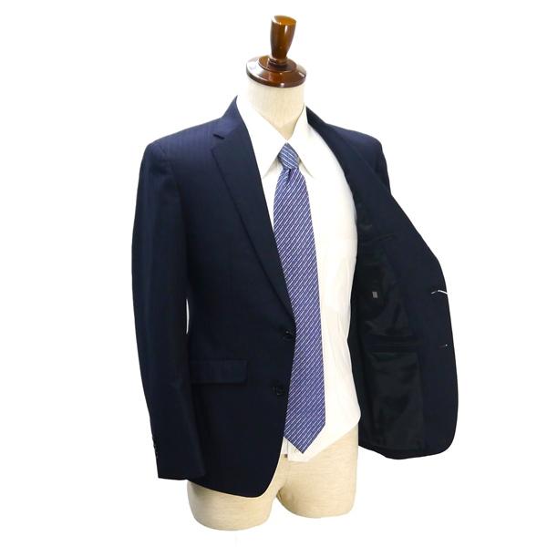 スーツセレクト 2つボタン シングルスーツ A4 S ダークネイビー 濃紺色 シャドーストライプ ノータック 春夏 BLKP1850 5NL013 | SUIT SELECT | 01