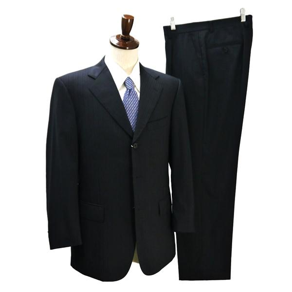 Savile Row セヴィルロウ DORMEUIL 3つボタン シングルスーツ A6 M ダークグレー ストライプ アジャスター 春夏 61T08 5NL030 | ブランド登録なし