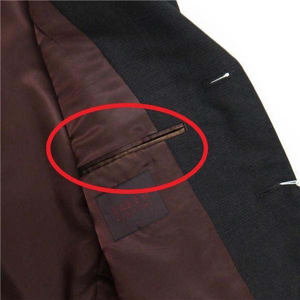 タケオキクチ 段返り 3つボタン シングルスーツ 袖口3つボタン Y7 L ダークグレー チェック ツータック 春秋冬 620 5NL031 | TAKEO KIKUCHI | 04