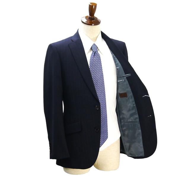 Le Chic EXTRAFINE WOOL 2つボタン シングルスーツ Y5 M ダークネイビー 濃紺色 ストライプ ノータック 春秋冬 NHJF16190 5NL039 | ブランド登録なし | 01