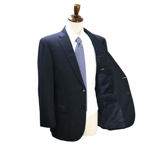 HILTON 2つボタン シングルスーツ BE5 L ダークネイビー 濃紺色 ストライプ ノータック 本切羽 ゆったり 春秋冬 A14V4016 5NL064 | HILTON | 01