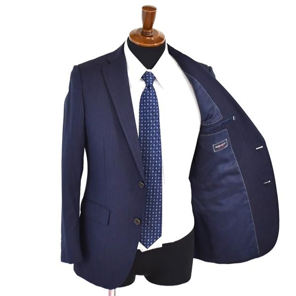 スーツカンパニー 2つボタン シングル スーツ 2パンツ 170cm-6Drop / A4 / S 濃紺 シャドーストライプ 本切羽 ノータック AGT712 5TE020 | SUIT SQUARE | 01