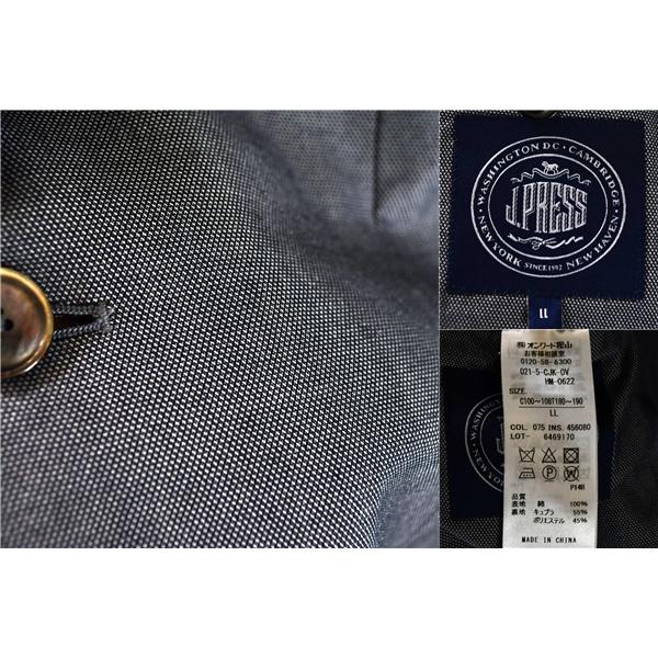 Jプレス J.PRESS コットン100％ 3つボタンシングル 段返り ジャケット XL グレー 袖口3つ釦 春夏秋対応 021-5-CJK-OV-HM-0622 5TE021 | J.PRESS | 02