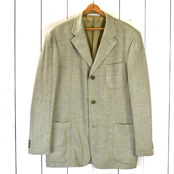 メキシコ製 エルメネジルドゼニア シルク混 コットン混 3つボタン シングル ジャケット 52 / XL ライトカーキ 袖口3つ釦 1DF3G0 5TF011 | ZEGNA