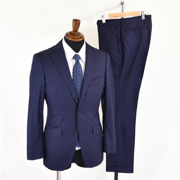 ユニバーサルランゲージ 伊製カノニコ生地 3つボタン シングル 段返り スーツ Y4 / S 濃紺 シャドーストライプ 371910018861 5TG018 | UNIVERSAL LANGUAGE