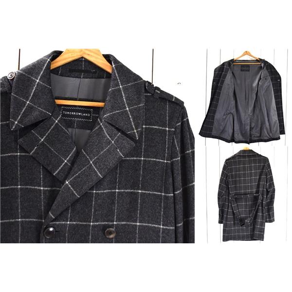 トゥモローランド TOMORROWLAND カシミヤ混 6つボタンダブル コート 44 / L ダークグレー ウインドペン 61-09-14-09102 5TG038 | TOMORROWLAND | 01