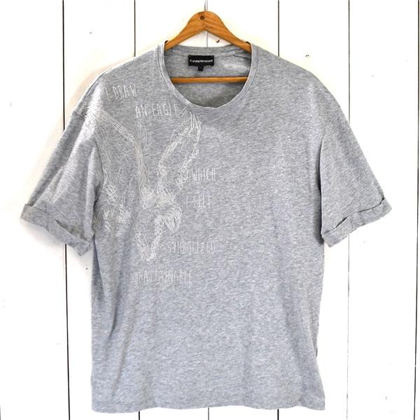 エンポリオアルマーニ ARMANI コットン100％ クルーネック 半袖 Tシャツ カットソー XL グレー イーグル刺繍 3Y1TD9-1JBEZ / 5TH026 | EMPORIO ARMANI