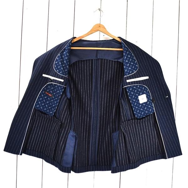 スーツセレクト SUIT SELECT 銀釦 6つボタン ダブル ジャケット Y5 / M ダークネイビー ストライプ 袖口4つ釦 本切羽 JSG1606 / 5TI011 | SUIT SELECT | 01