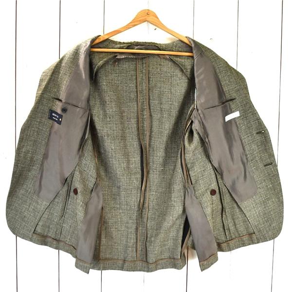 blazer's bank.com 伊製REDA生地 麻リネン混 2つボタン シングル ジャケット 175cm-8Drop / M カーキグレー 本切羽 3643200 / 5TJ004 | SUIT SQUARE | 01