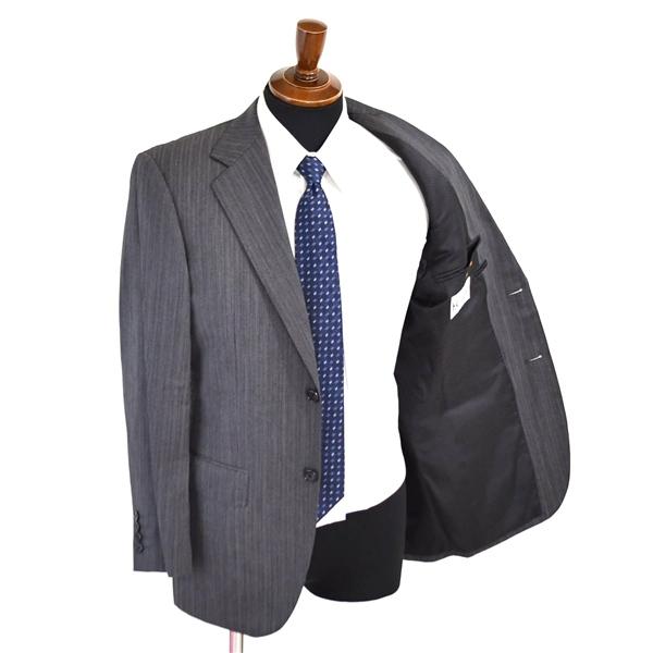 HIROKO KOSHINO シルク混 2つボタン シングル スーツ A5 / M ミドルグレー ストライプ 袖口4つ釦 春夏秋対応 95710107-97-017 / 5TJ041 | HIROKO KOSHINO | 01