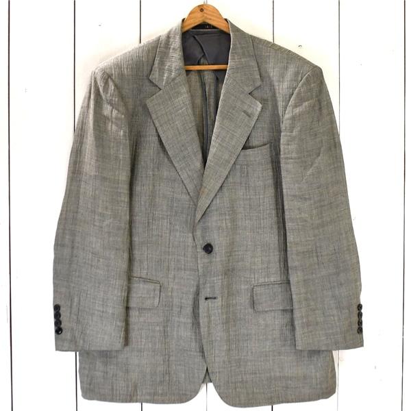 ダックス DAKS 麻リネン100％ 2つボタン シングル ジャケット AB5 / L グレー 袖口4つ釦 シワ加工 春夏対応 BR-DD-GM-0238 / 5TK007 | DAKS