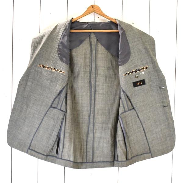 ダックス DAKS 麻リネン100％ 2つボタン シングル ジャケット AB5 / L グレー 袖口4つ釦 シワ加工 春夏対応 BR-DD-GM-0238 / 5TK007 | DAKS | 01