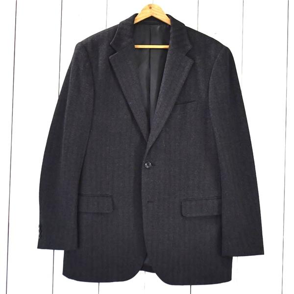 SAVOIA 2つボタン シングル ジャケット AB7 / L ダークグレー ヘリンボーン 袖口3つ釦 コットン混 春秋冬対応 TKJK74 / 5TK028 | ブランド登録なし