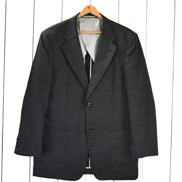 タカキュー TAKA:Q.COM 麻リネン100％ 2つボタン シングル ジャケット L ブラック 袖口3つ釦 春夏対応 260361 / 5TK029 | TAKA-Q