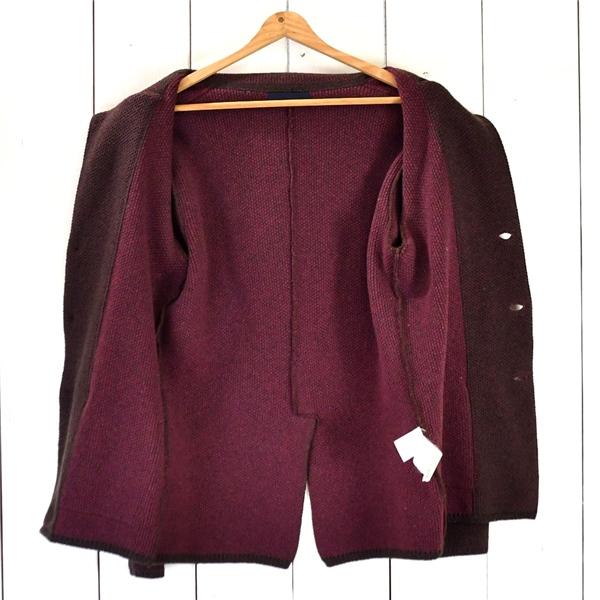 伊製 ラルディーニ LARDINI 3つボタン シングル ニット ジャケット L ボルドー パッチポケット 秋冬対応 リデア株式会社 105 / 5TK040 | LARDINI | 01