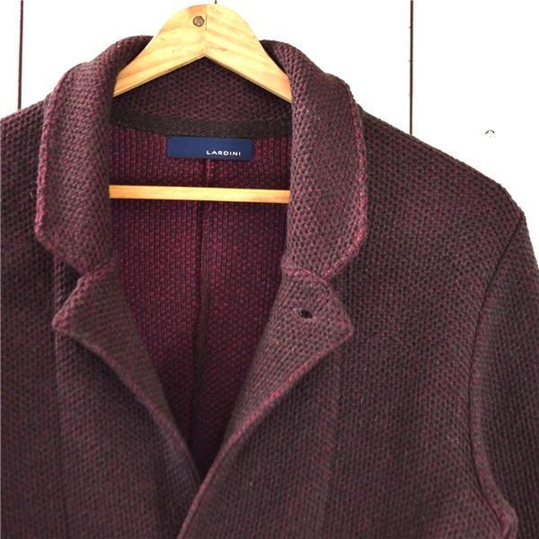 伊製 ラルディーニ LARDINI 3つボタン シングル ニット ジャケット L ボルドー パッチポケット 秋冬対応 リデア株式会社 105 / 5TK040 | LARDINI | 02