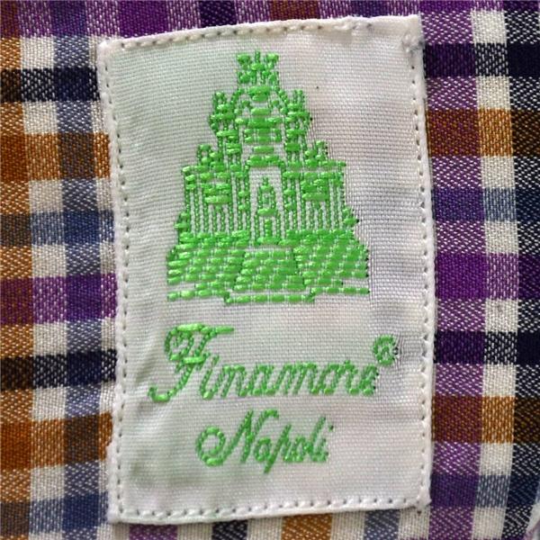 伊製 フィナモレ Finamore カッタウェイカラー 長袖 シャツ 37 / M マルチカラー チェック コットン100％ 27224 / 5TL003 | Finamore | 02
