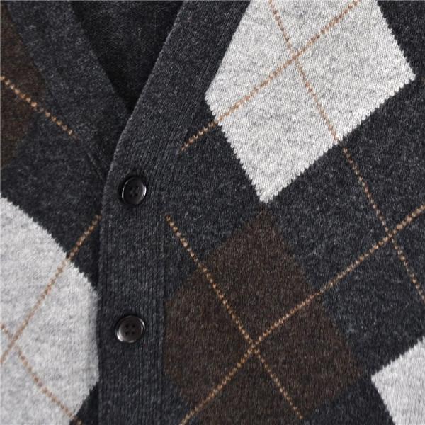 スコットランド製 ウィリアムロッキー WILLIAM LOCKIE ラムウール アーガイル ニット カーディガン M ダークグレーベース / 5TL007 | WILLIAM LOCKIE | 02