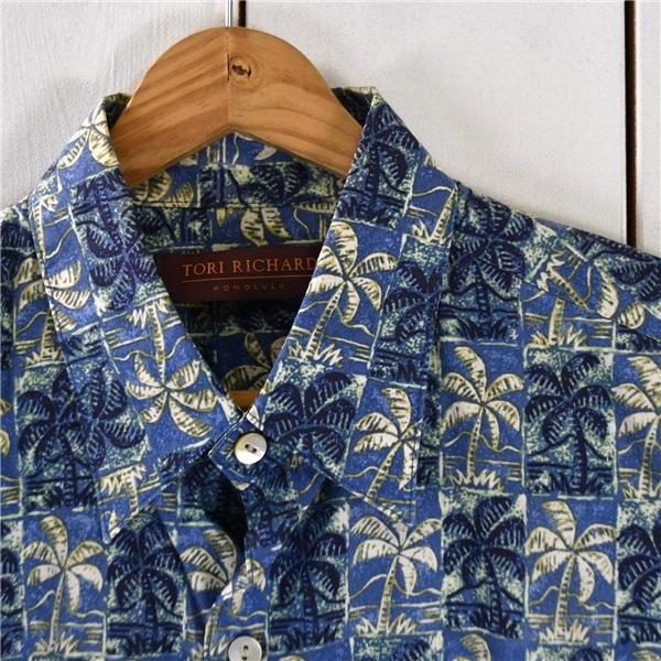 USA製 トリリチャード TORI RICHARD コットン100％ 半袖シャツ アロハシャツ XS ネイビーベース ヤシの木柄 春夏対応 05001913 / 5TL019 | TORI RICHARD | 01