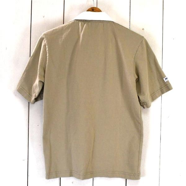 カナダ製 バーバリアン BARBARIAN コットン100％ ラガーシャツ S ベージュ クレリックポロ 半袖シャツ ポロシャツ 春夏対応 / 5TL023 | Barbarian | 01
