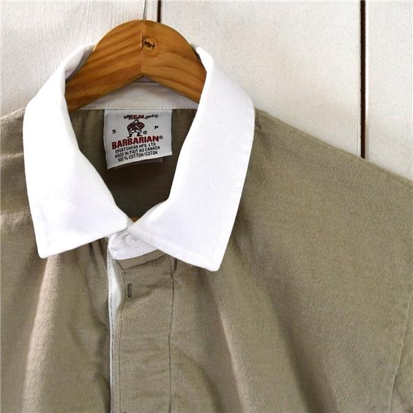 カナダ製 バーバリアン BARBARIAN コットン100％ ラガーシャツ S ベージュ クレリックポロ 半袖シャツ ポロシャツ 春夏対応 / 5TL023 | Barbarian | 02