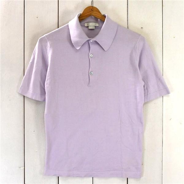 英国製 ジョンスメドレー JOHN SMEDLEY コットン100％ ポロシャツ 半袖シャツ S ライトパープル リーミルズエージェンシー / 5TL026 | JOHN SMEDLEY