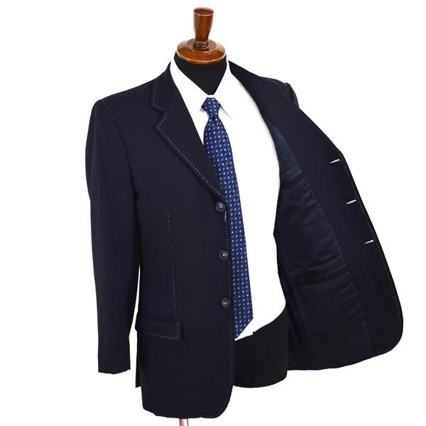 ブランキー二 ハンドメイド 3つボタン シングルスーツ S Y5 ダークネイビー バーズアイ Branchini 合物 春秋 5XA085 | ブランド登録なし | 01