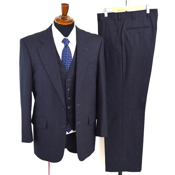 ROSSY 3ピース 2つボタン シングルスーツ M A4 ダークグレー ストライプ 3F-062 合物 春秋 5XB058 | ブランド登録なし