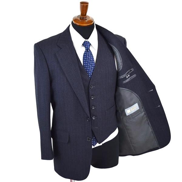 ROSSY 3ピース 2つボタン シングルスーツ M A4 ダークグレー ストライプ 3F-062 合物 春秋 5XB058 | ブランド登録なし | 01