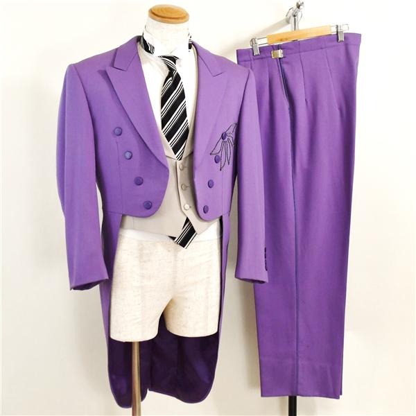 カラー モーニングコート 8つボタン シングル 6点セット M A6 新郎 パープル 紫 ウエディング ブライダル パーティー 貸衣装 1252 5XC104 | ブランド登録なし