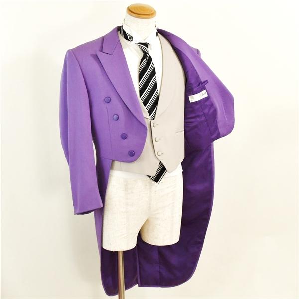 カラー モーニングコート 8つボタン シングル 6点セット M A6 新郎 パープル 紫 ウエディング ブライダル パーティー 貸衣装 1252 5XC104 | ブランド登録なし | 01