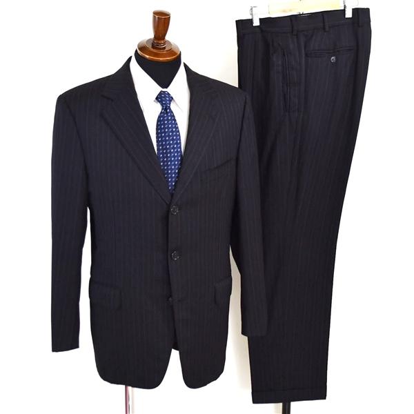 エルメネジルドゼニア 3つボタン シングルスーツ L A7 ブラック ストライプ 2542S9 夏物 春夏 薄手 5XD012 | ZEGNA