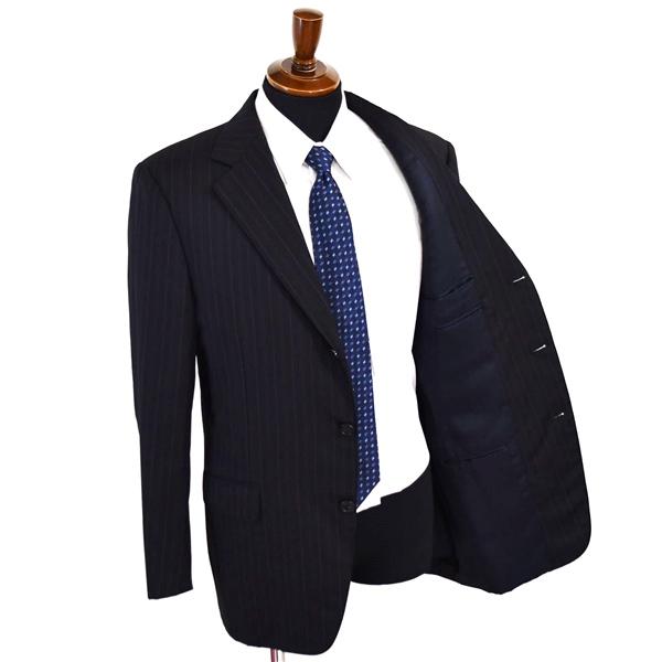 エルメネジルドゼニア 3つボタン シングルスーツ L A7 ブラック ストライプ 2542S9 夏物 春夏 薄手 5XD012 | ZEGNA | 01