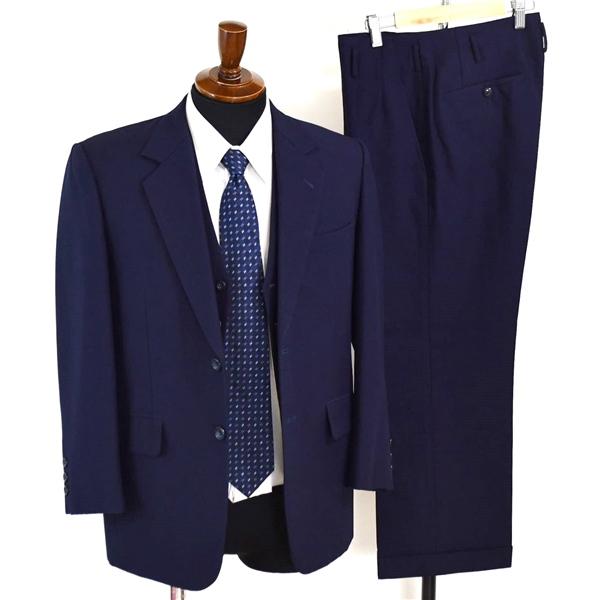 ノーブランド 3ピース 2つボタン シングルスーツ S A3 ダークネイビー 合物 春秋 5XD064 | ブランド登録なし