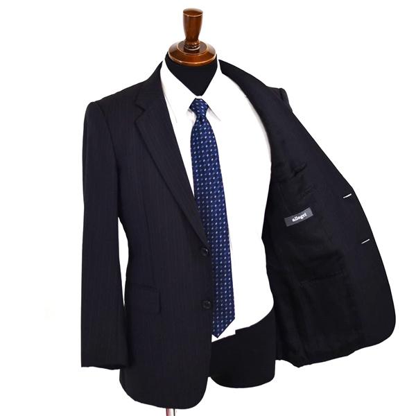 allegri モヘヤ混 2つボタン シングルスーツ S YA4 ブラック ストライプ 4FD43-613-29 夏物 春夏 薄手 5XE011 | ブランド登録なし | 01