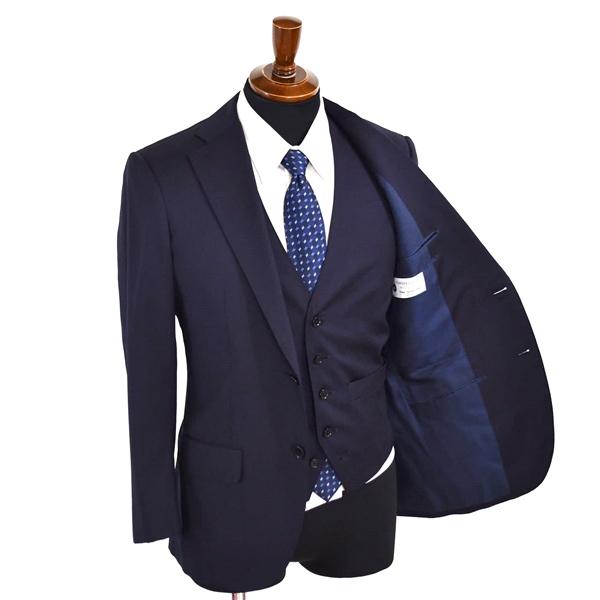 トゥモローランド 伊製 ゼニア生地 3ピース 2つボタン シングルスーツ S Y4 ダークネイビー ノータック 61-06-54-06101 合物 春秋 5XE015 | TOMORROWLAND | 01