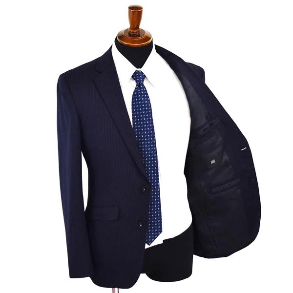 スーツセレクト 2パンツ 2つボタン シングルスーツ M A5 ダークネイビー ストライプ ノータック BLRP1908 合物 春秋 5XE049 | SUIT SELECT | 01