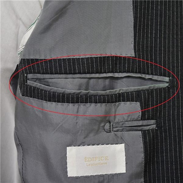 エディフィス 2つボタン シングルスーツ S A4 ダークグレー ストライプ ノータック 10-041-320-0013-1-0 夏物 春夏 薄手 5XE111 | EDIFICE | 04