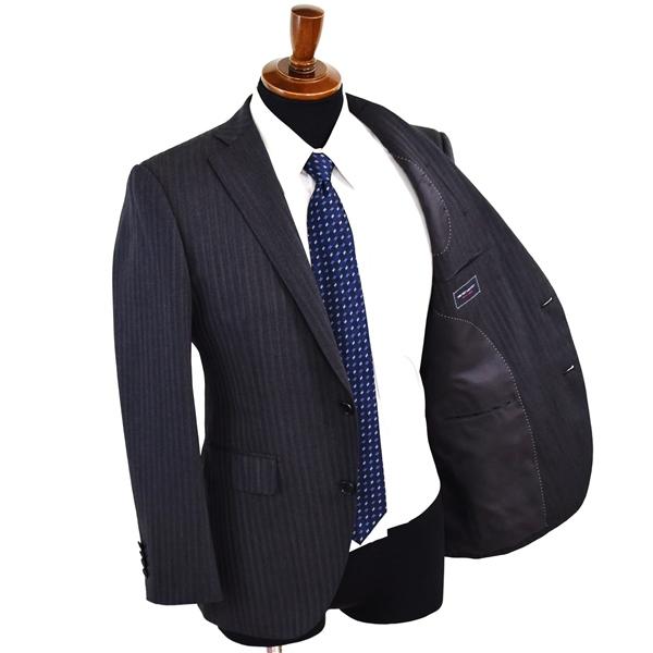 スーツカンパニー 2パンツ 2つボタン シングルスーツ S A4 ダークグレー ストライプ ノータック PCH60752 夏物 春夏 薄手 5XF014 | SUIT SQUARE | 01