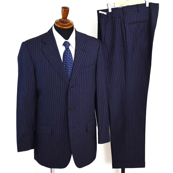 BEAMS F 3つボタン シングルスーツ M Y6 ダークネイビー ストライプ 4132A 夏物 春夏 薄手 5XF057 | BEAMS F