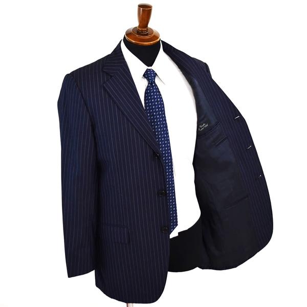 BEAMS F 3つボタン シングルスーツ M Y6 ダークネイビー ストライプ 4132A 夏物 春夏 薄手 5XF057 | BEAMS F | 01