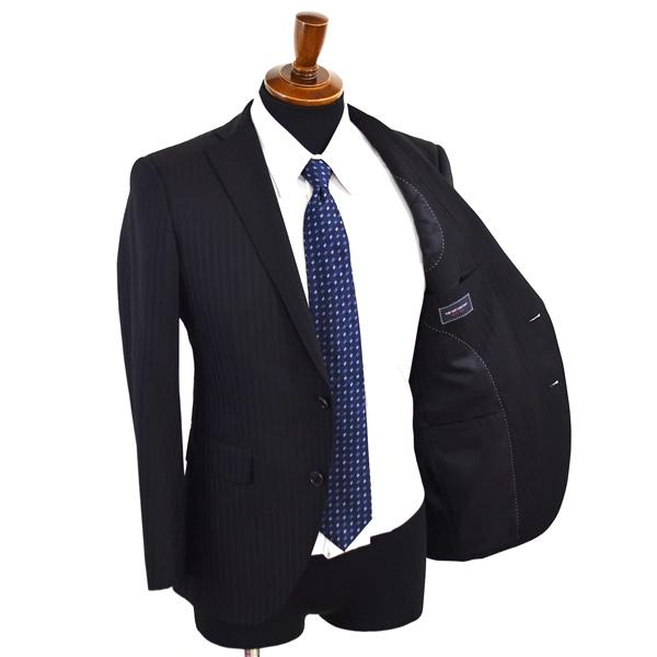 スーツカンパニー 2つボタン シングルスーツ S YA3 ブラック ストライプ ノータック PCH60752 夏物 春夏 薄手 5XF106 | SUIT SQUARE | 01