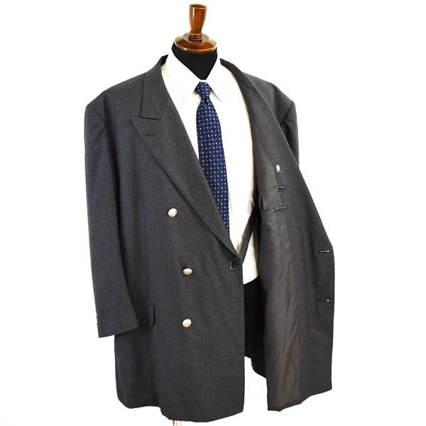 HAWK EYE 6つボタン ダブルスーツ XXL K7 ダークグレー ノータック 大きめサイズ 4903486 合物 春秋 5XF128 | ブランド登録なし | 01