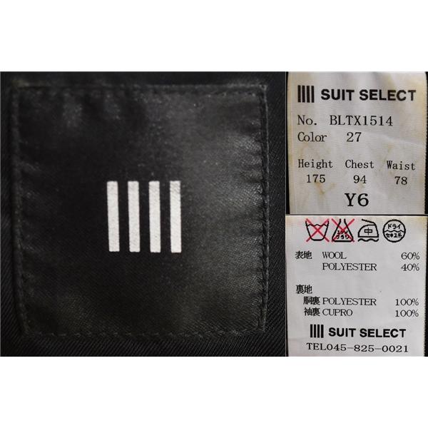 スーツセレクト 3ピース 2つボタン シングルスーツ M Y6 ブラック ストライプ ノータック BLTX1514 合物 春夏秋 5XG003 | SUIT SELECT | 03