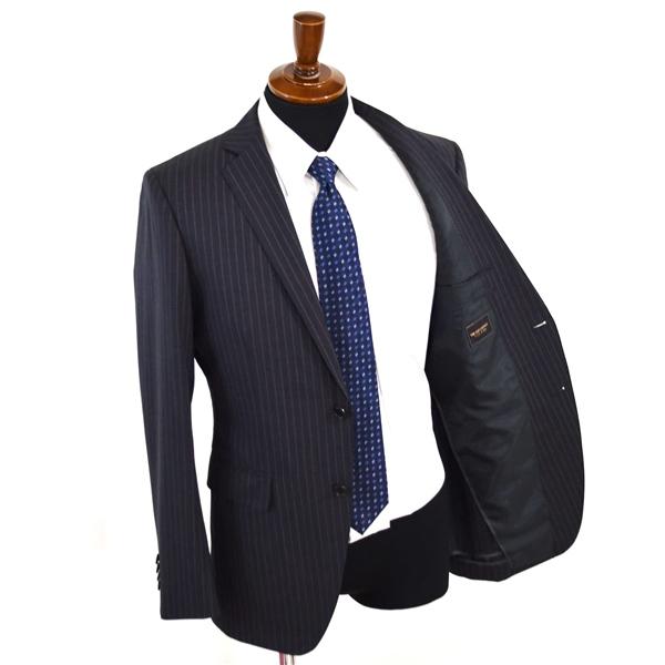 スーツカンパニー FILO D'ORO 2つボタン シングルスーツ M A6 ダークグレー ストライプ ノータック HJT133 夏物 春夏 薄手  5XH015 | SUIT SQUARE | 01