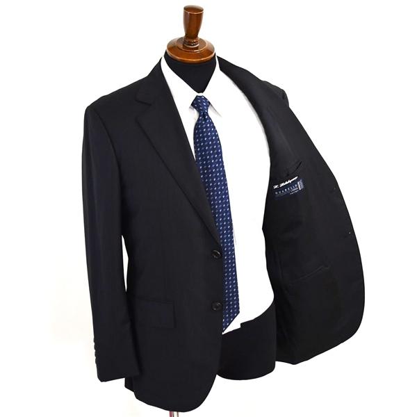 Jプレス 2つボタン シングルスーツ M A6 ブラック ストライプ ノータック 袖口4つ釦 J.PRESS SR-OV-YW-0325 合物 春秋  5XH034 | J.PRESS | 01