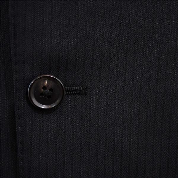 Jプレス 2つボタン シングルスーツ M A6 ブラック ストライプ ノータック 袖口4つ釦 J.PRESS SR-OV-YW-0325 合物 春秋  5XH034 | J.PRESS | 02