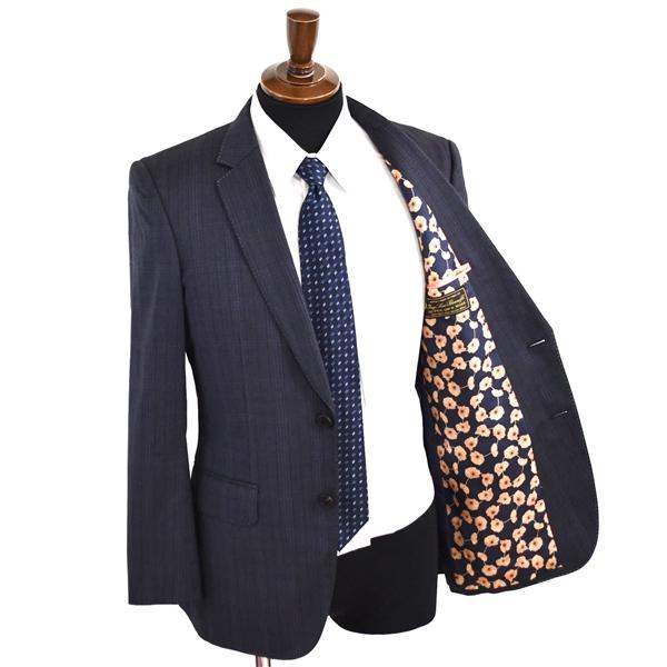 ポールスミス 伊製 ロロピアーナ 130's シルク混 2つボタン シングルスーツ M Y5 ダークグレー チェック ノータック PF-ST-81590  5XH048 | Paul Smith | 01