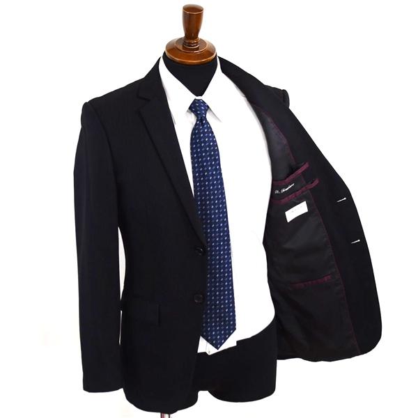 オリヒカ 2つボタン シングルスーツ S Y5 ブラック ストライプ ノータック 袖口4つ釦 開き見せ 8552221S 夏物 春夏 薄手  5XI046 | BURBERRY | 01