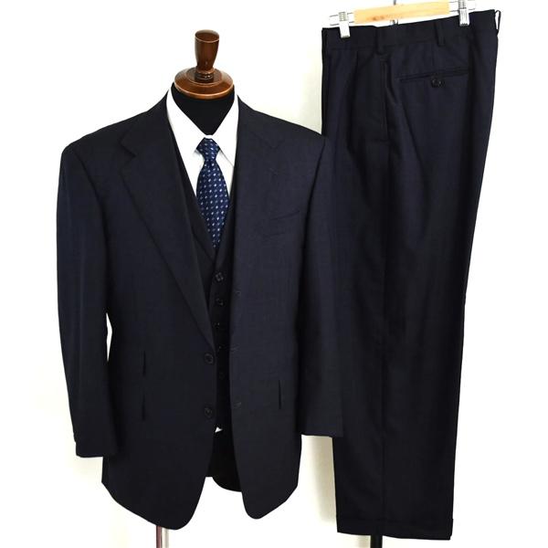 POLO ラルフローレン 3ピース 段返り 3つボタン シングルスーツ M A5 ダークネイビー ウインドペン 袖口4つ釦 開き見せ 合物 春秋  5XJ003 | POLO RALPH LAUREN
